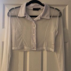 White cropped mesh top